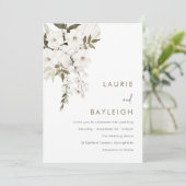 白い花ボホ&セージモダン結婚ズ 招待状 (スタンド正面)