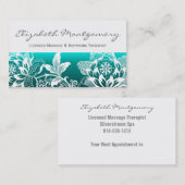 白い花モダンアポイントメント名刺 予約カード (正面/裏面)