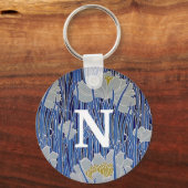 白い花モングラムキーチェーン キーホルダー (正面)