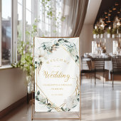 白い花ユーカリプタス金ゴールド幾何結婚性 横断幕