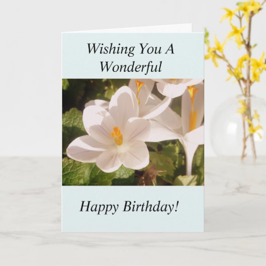 白い花ライトおよび陰のバースデー・カード カード (黄色い花)