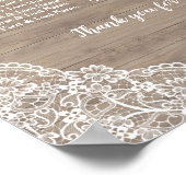 白い花レースウッド結婚のシーティングチャート ポスター (角)