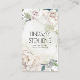 白い花ヴィンテージ水彩ニュートラエレガントル 名刺