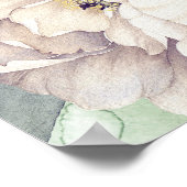 白い花ヴィンテージ結婚水色 ポスター (角)