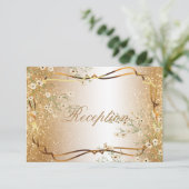 白い花及び金ゴールドのグリッター-披露宴 招待状 (スタンド正面)