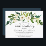 白い花咲く18thバースデーパーティー招待状 招待状<br><div class="desc">白い花咲く18th誕生日パーティー招待状ニッチとネストストアのマッチングコレクションを参照</div>