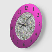 白い花崗岩の光沢のある金属数字円 ラージ壁時計 (傾斜)