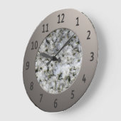 白い花崗岩の光沢のある金属数字円 ラージ壁時計 (傾斜)