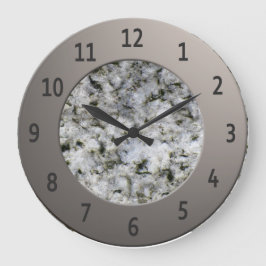 白い花崗岩の光沢のある金属数字円 ラージ壁時計