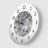 白い花崗岩の光沢のある金属数字円 ラージ壁時計 (傾斜)