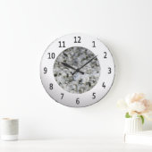 白い花崗岩の光沢のある金属数字円 ラージ壁時計 (ホーム)