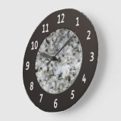 白い花崗岩の光沢のある金属数字円 ラージ壁時計 (傾斜)