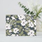 白い花手書きヴィンテージ結婚式RSVP 出欠カード (スタンド正面)