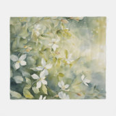 白い花文様 フリースブランケット (正面(横))