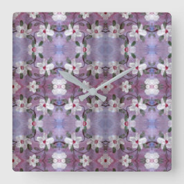 白い花時計 スクエア壁時計