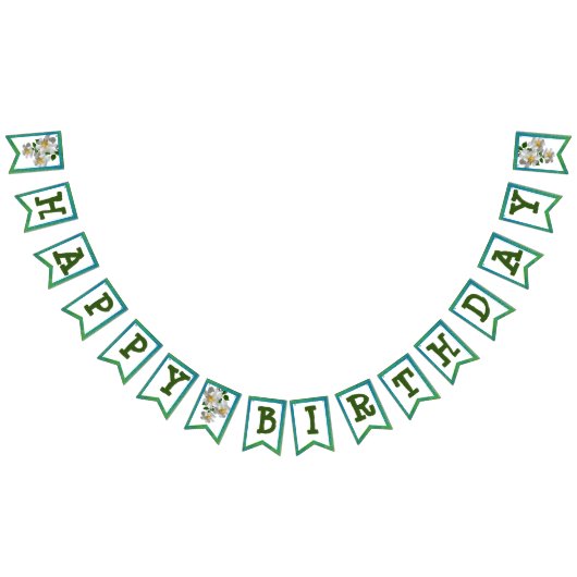 白い花束のバナー バンティングフラッグ (全)