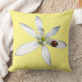 白い花束のラディバグ。黄装飾用クッション クッション (ブランケット)