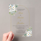 白い花束の結婚式の招待状 アクリル招待状 (インサイチュ (ポータブル))