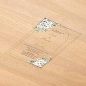 白い花束の結婚式の招待状 アクリル招待状 (レイダウン)