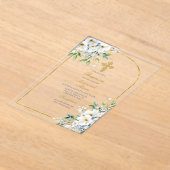 白い花束バプテスマ アクリル招待状 (レイダウン)