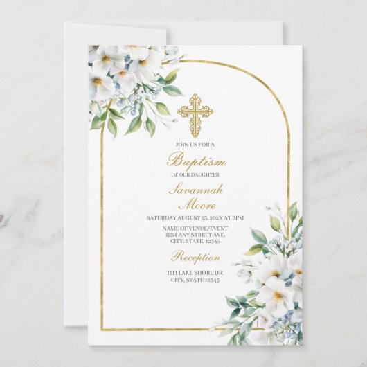 白い花束バプテスマ 招待状 (正面)