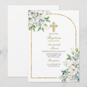 白い花束バプテスマ 招待状 (正面/裏面)