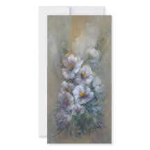 白い花柄の名刺サイズカード 4 x 8"
