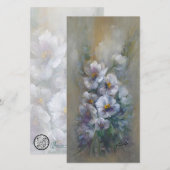 白い花柄の名刺サイズカード 4 x 8" (正面/裏面)
