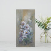 白い花柄の名刺サイズカード 4 x 8" (スタンド正面)