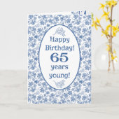 白い花柄の第65バースデー・カードの藍色 カード (黄色い花)