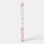 白い花柄の背景 iPhoneケース (左側面)