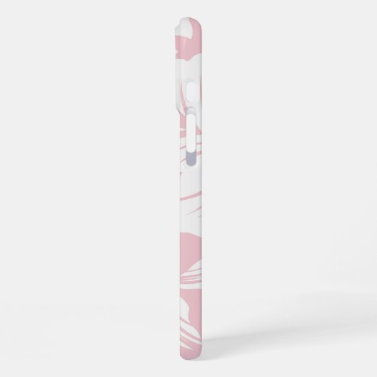 白い花柄の背景 iPhoneケース (左側面)