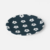 白い花柄 ペーパープレート (アングル)