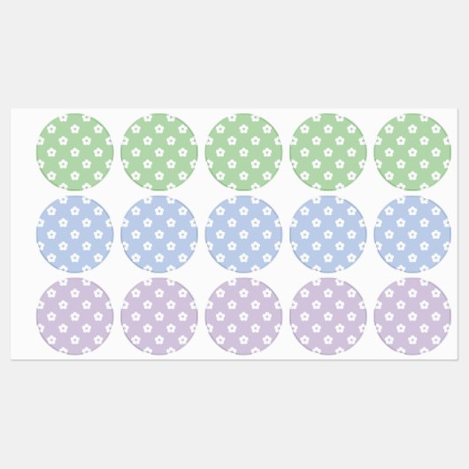 白い花柄 ラベル (シート)