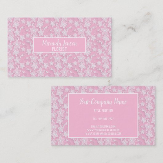 白い花柄 名刺 (正面/裏面)