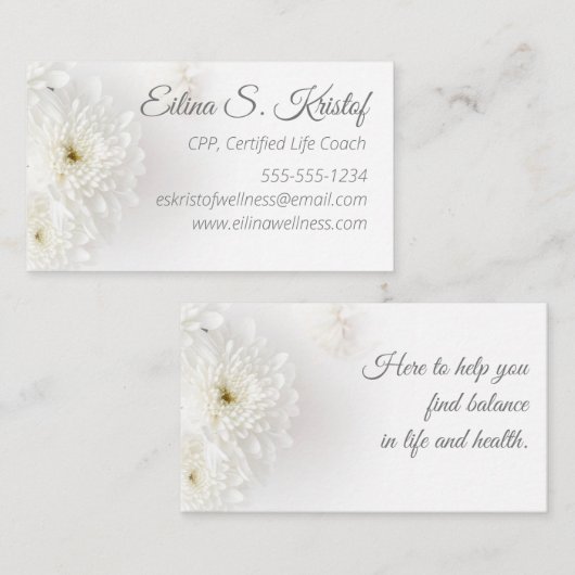 白い花柄 名刺 (正面/裏面)