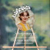 白い花楕円形の写真を愛の記憶に アクリルサイン (ニュートラル)