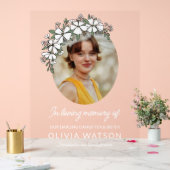 白い花楕円形の写真を愛の記憶に アクリルサイン (ウェディング)