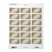 白い花模様のゴールド装飾住所ラベル ラベル (フルシート)