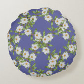 白い花模様の丸い枕 ラウンドクッション (裏面)