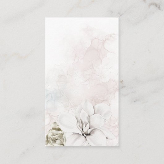 白い花模様の本のための赤ちゃんガールボーイ赤ちゃんシャワー エンクロージャーカード (裏面)