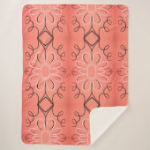 白い花模様の黒い毛布 シェルパブランケット (正面)