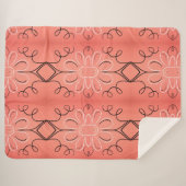 白い花模様の黒い毛布 シェルパブランケット (正面(横))