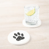 白い花模様の黒犬の前足 コースター (側面)