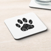 白い花模様の黒犬の前足 コースター (左側)