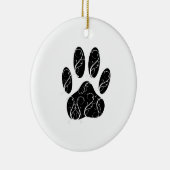 白い花模様の黒犬の前足 セラミックオーナメント (右)