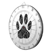 白い花模様の黒犬の前足 ダーツボード (正面右)