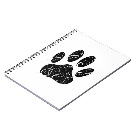 白い花模様の黒犬の前足 ノートブック (左側)