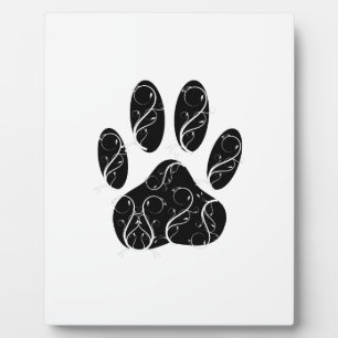 白い花模様の黒犬の前足 フォトプラーク