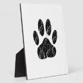 白い花模様の黒犬の前足 フォトプラーク (側面)